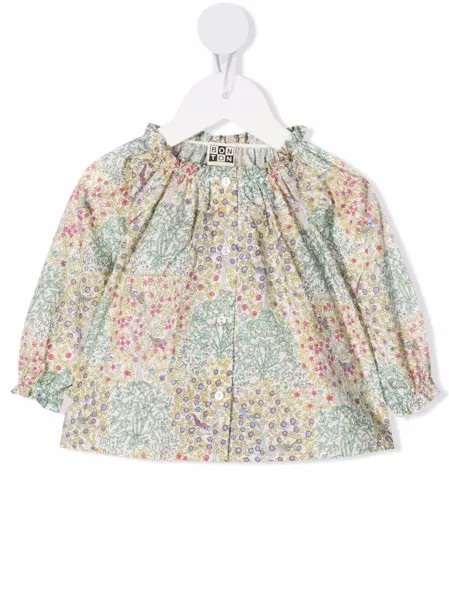 Bonton блузка со сборками и цветочным принтом