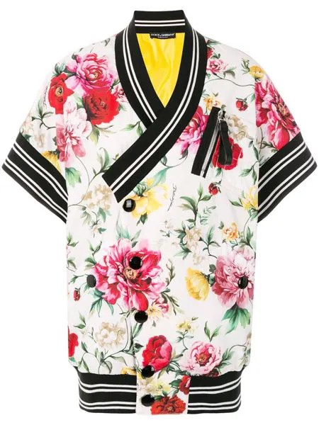 Dolce & Gabbana пиджак с полосками и цветочным принтом