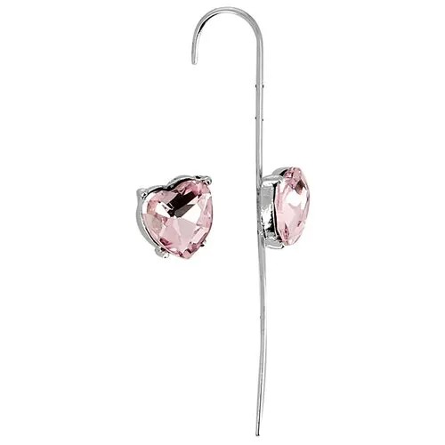 Серьги каффы Lady Pink, серебряный, розовый
