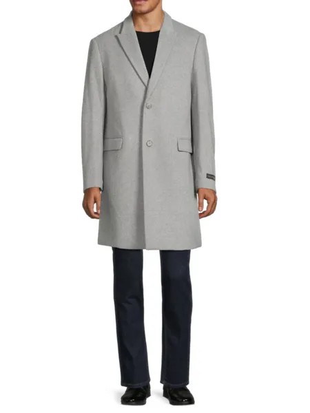 Верхнее пальто из смесовой шерсти с пиковыми лацканами Saks Fifth Avenue, цвет Light Grey