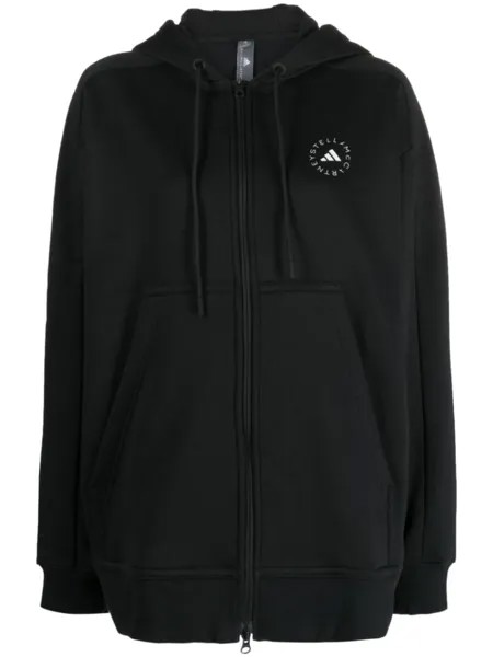 Adidas by Stella McCartney худи на молнии с логотипом, черный