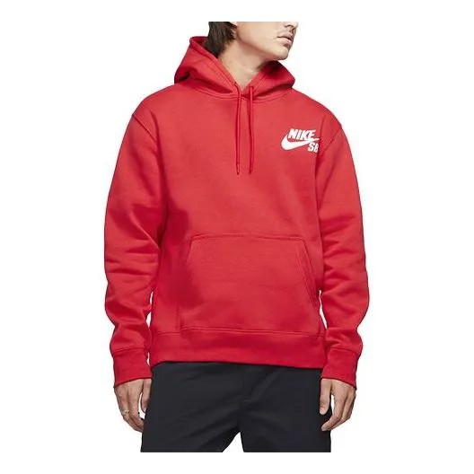 Толстовка Nike SB Skateboard Icon Skateboard Hooded Long Sleeve Logo Pullover Sweatshirt Men's University Red, красный