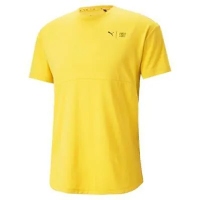 Puma Fm X Commercial Crew Neck Short Sleeve Athletic T-Shirt Mens Yellow Casual