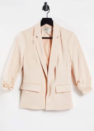 Бежевый пиджак из ткани понте с присборенными рукавами Miss Selfridge-Светло-бежевый цвет
