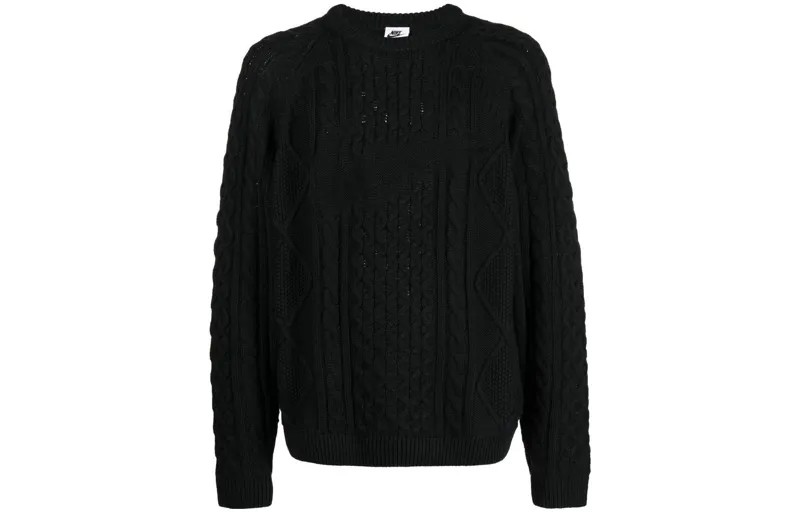 Свитер с косой вязкой L/S, размеры США Nike, черный