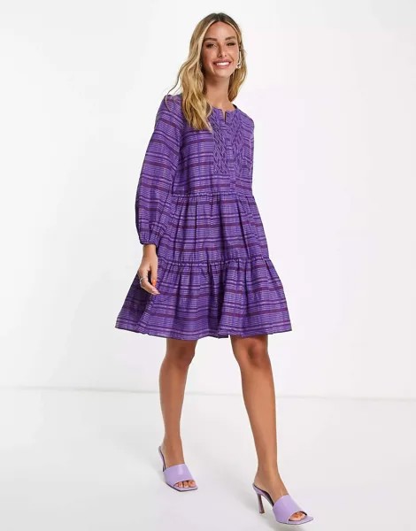 Пурпурное мини-платье в клетку French Connection
