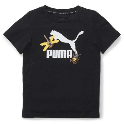 Футболка Puma Small World Prime с круглым вырезом и короткими рукавами для подростков, для мальчиков, черная A
