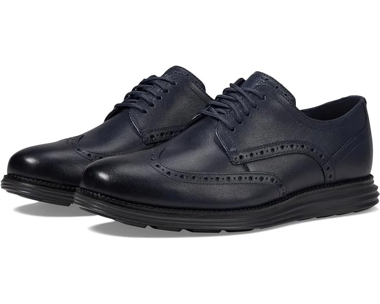 Оксфорды Cole Haan Originalgrand Wing Tip Oxford, цвет Navy Blazer Saffiano/Black