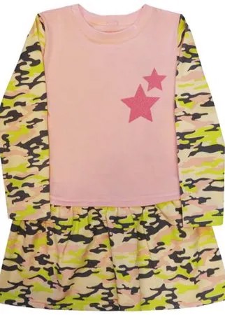 20051, Платье, Котмаркот, размер 110, состав:100% хлопок, цвет хаки/розовый , для девочки