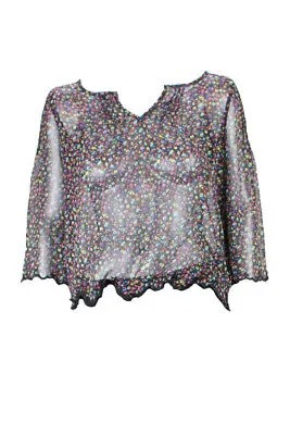 Jessica Simpson Новая черная блузка с рукавами до локтя и цветочным принтом XS 59 долларов США