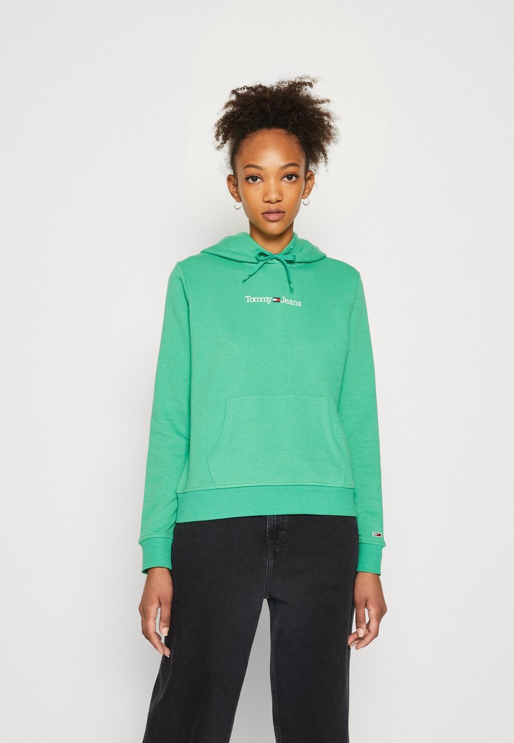 Толстовка Tommy Jeans Serif Linear Hoodie, прибрежно-зеленый
