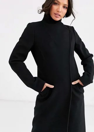 Черное пальто с запахом ASOS DESIGN Tall-Черный