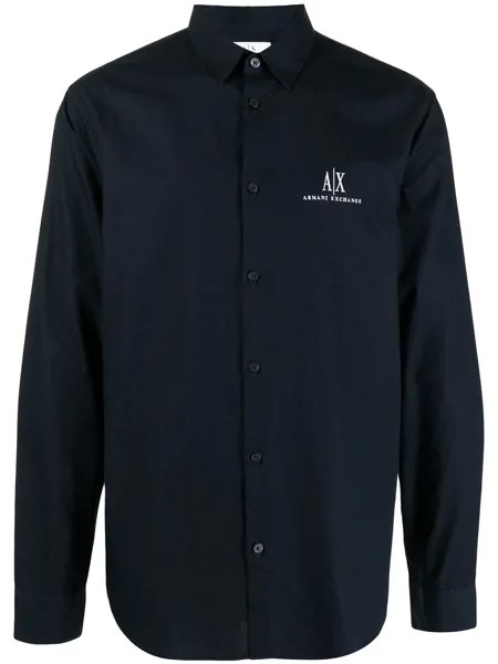 Armani Exchange рубашка с длинными рукавами и вышитым логотипом