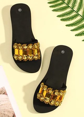 Женщины The Beads Rhinestone Soft Bottom Тапки