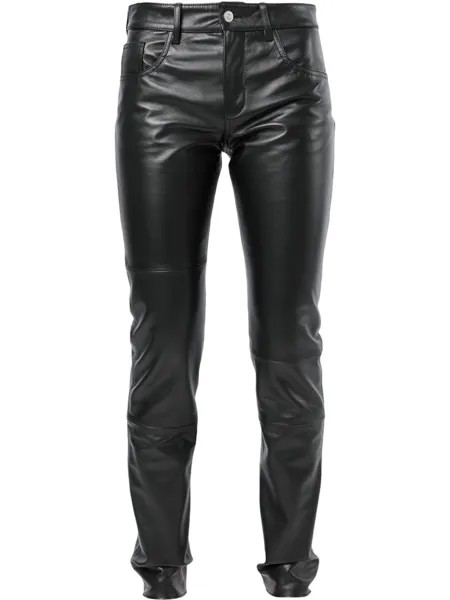 MM6 Maison Margiela кожаные брюки прямого кроя, черный