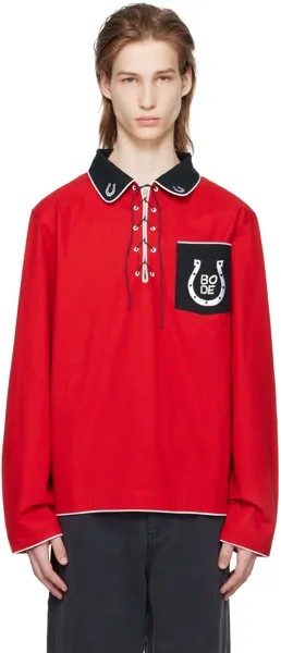 Рубашка-поло Red Lucky с подковой Bode, цвет Red/Black