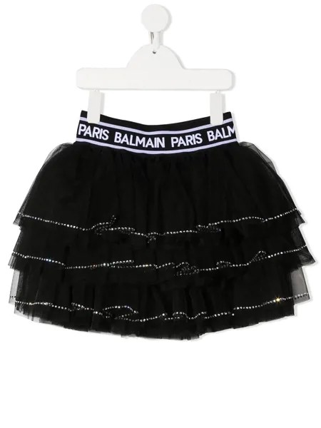 Balmain Kids пышная юбка с кристаллами