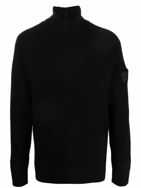 Stone Island Shadow Project logo-patch roll neck jumper