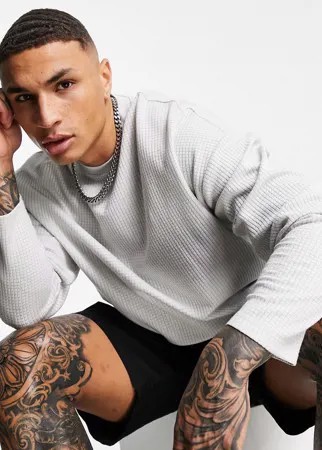 Светло-серый oversized-лонгслив из легкого вафельного трикотажа ASOS DESIGN