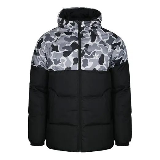 Пуховик adidas Neo COLOR BLOCK JKT Mens Black Down Jacket Thick Cot Running Jas Sport Kleding Mannelijke Wind-proof Hoodies, черный