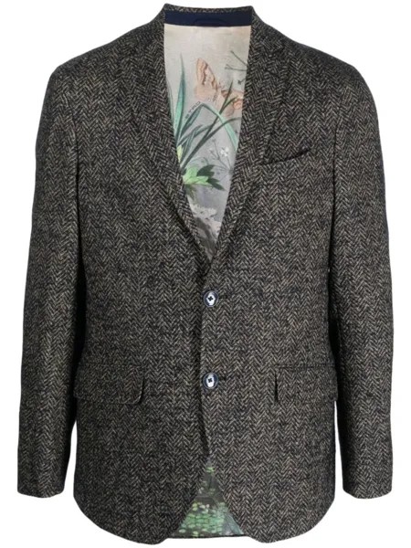 ETRO пиджак с узором в елочку, синий