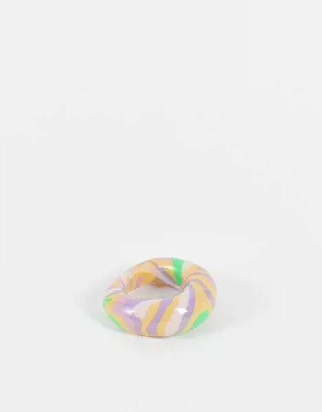 Куполообразное кольцо из «мраморного» цветного каучука ASOS DESIGN-Разноцветный