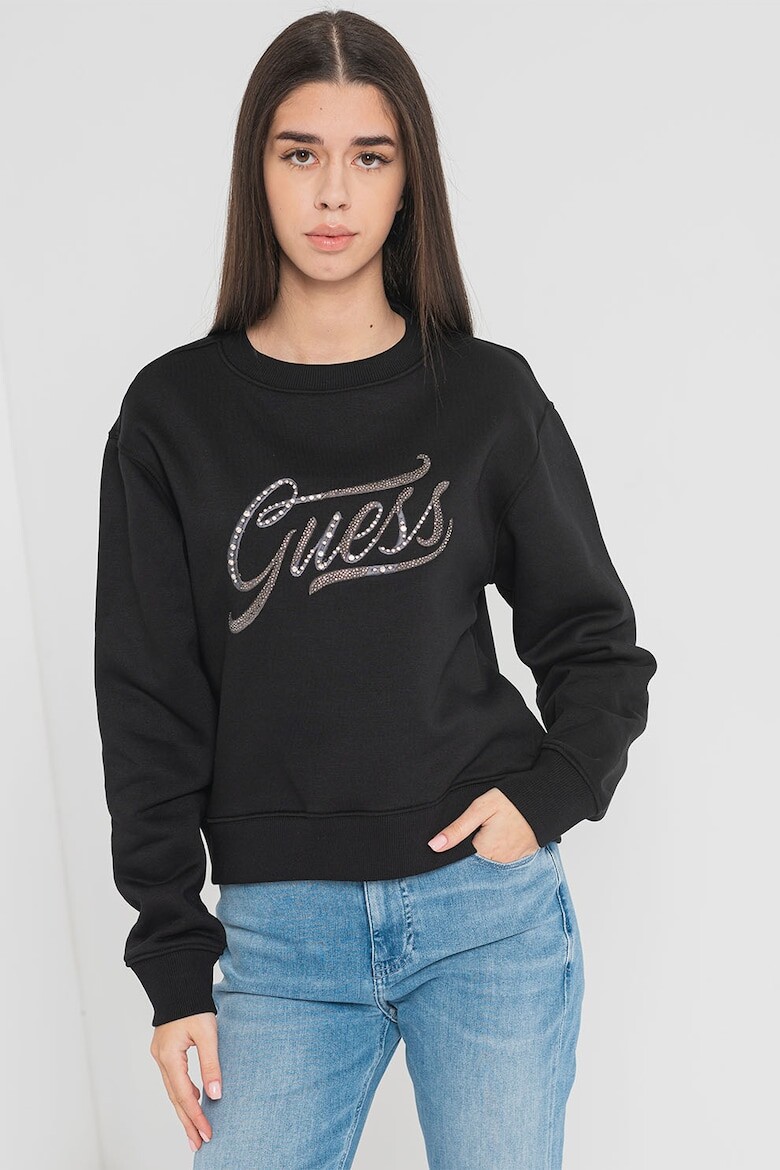 Свитшот с декоративными камнями Guess, черный