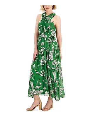 TAYLOR Женское зеленое макси-платье без рукавов с завязками крест-накрест и подкладкой на талии 14