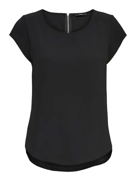 Блуза ONLY Einfarbige Kurzarm T Shirt Oberteil ONLVIC, черный