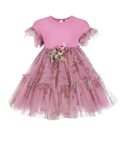 Платье цвета фуксии с пышной юбкой Monnalisa детское