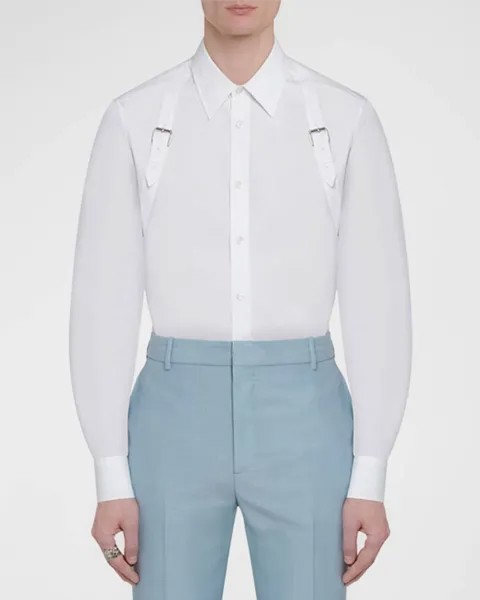 Мужская спортивная рубашка с двойной пряжкой Alexander McQueen, цвет White