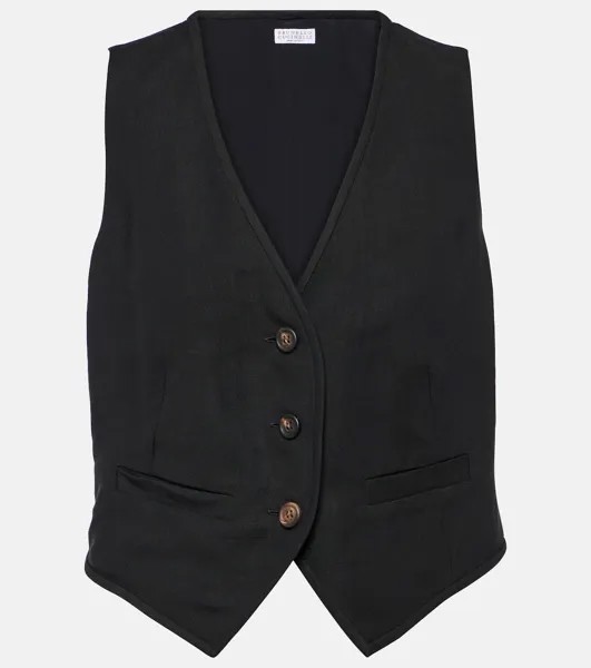 Однобортный жилет Brunello Cucinelli, черный