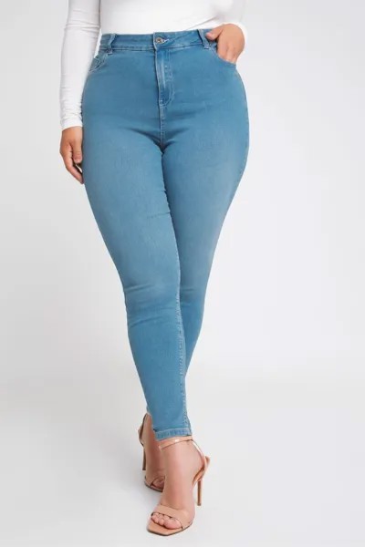 Синие длинные джинсы Lucy Super Stretch зауженного кроя и средней талии Simply Be, синий
