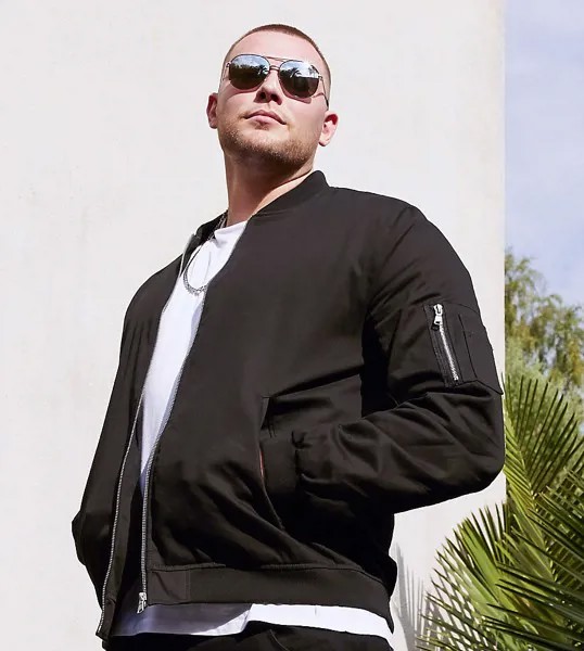 Черный бомбер с карманом MA1 ASOS DESIGN Plus