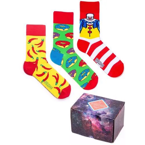 Цветные носки Babushka, набор носков с принтом, 3 пары в коробке, размер 41-46, CMB-6