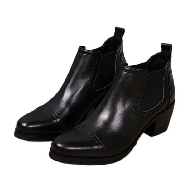 Ботинки Batzuzhi мужские на высоком каблуке 6,8 см, официальные мягкие кожаные сапоги, короткие мужские классические ботинки для вечевечерние и бизнеса, размеры 38-46