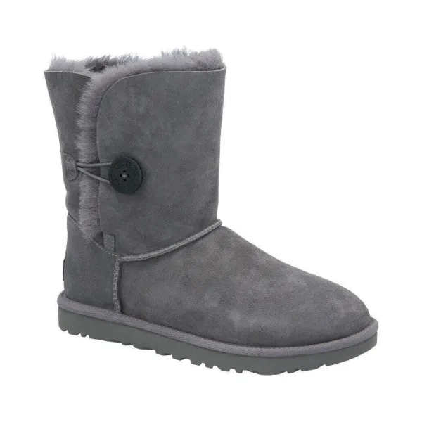 Кожаные зимние ботинки с пряжкой Bailey Button II и добавлением шерсти Ugg, серебряный