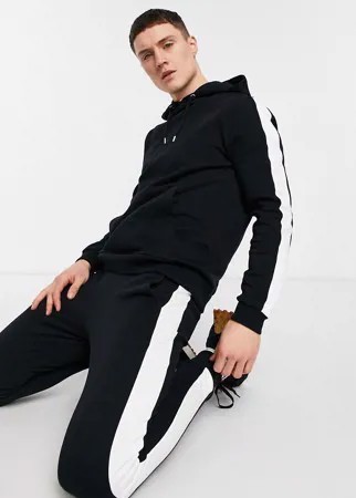 Черный спортивный комбинезон с полосками по бокам ASOS DESIGN-Черный цвет