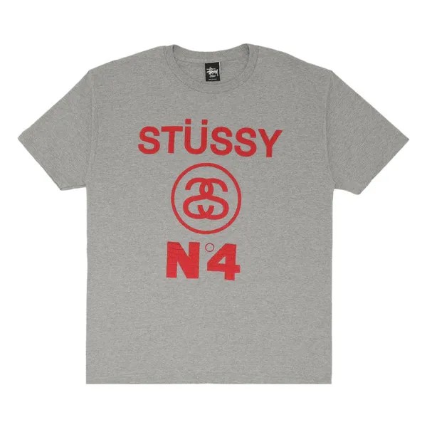 Футболка Stussy No.4 Croc 'Grey/Red', серый