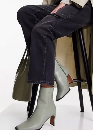 Шалфейно-зеленые ботинки на каблуке для широкой стопы ASOS DESIGN Remmy-Зеленый цвет