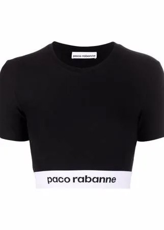 Paco Rabanne укороченная футболка с логотипом на поясе