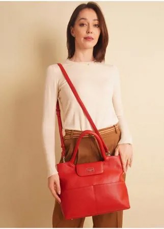 Эффектная Сумка женская 2019967B D2 rosso Giorgio Ferretti с наплечным ремнем/Италия, 100% натуральная кожа