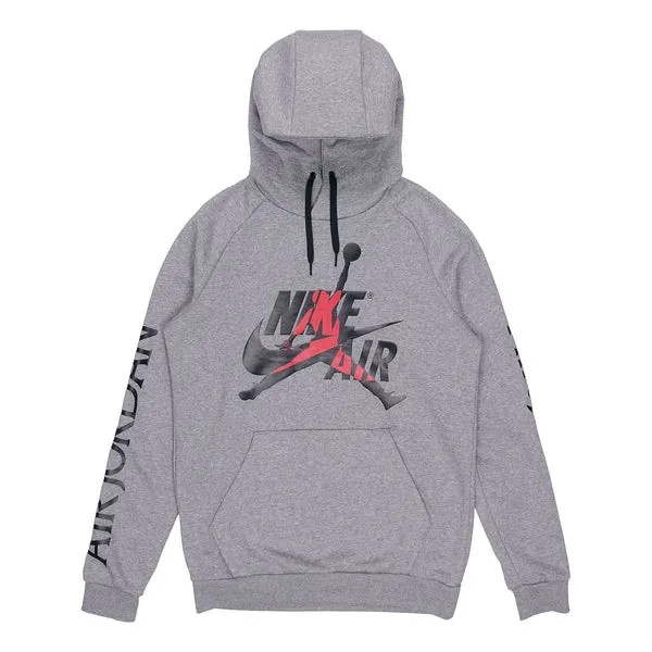 Толстовка Air Jordan Alphabet Logo Pullover Hooded Fleece Gray, серый