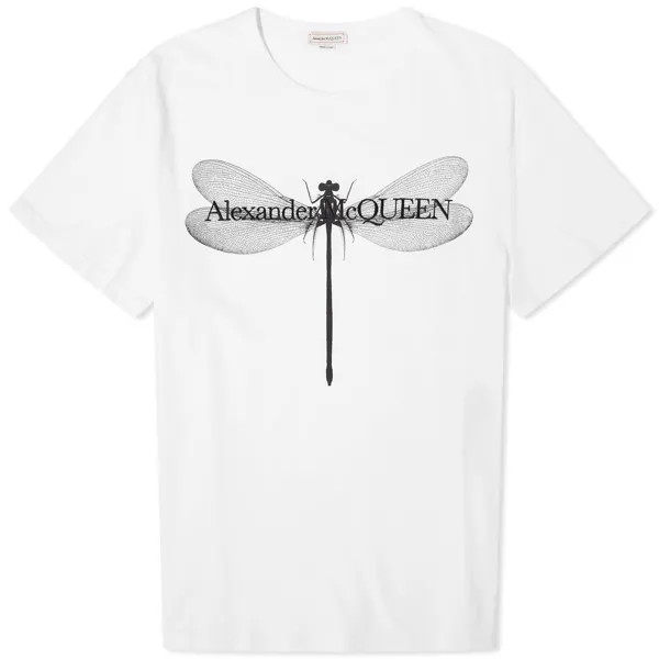 Футболка Alexander Mcqueen Dragonfly Print, цвет White & Black