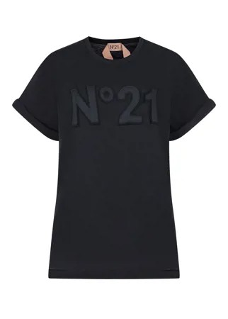 Черная футболка с аппликацией-логотипом No. 21