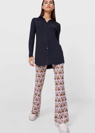 Stradivarius Однотонная Трикотажная Рубашка Черный S