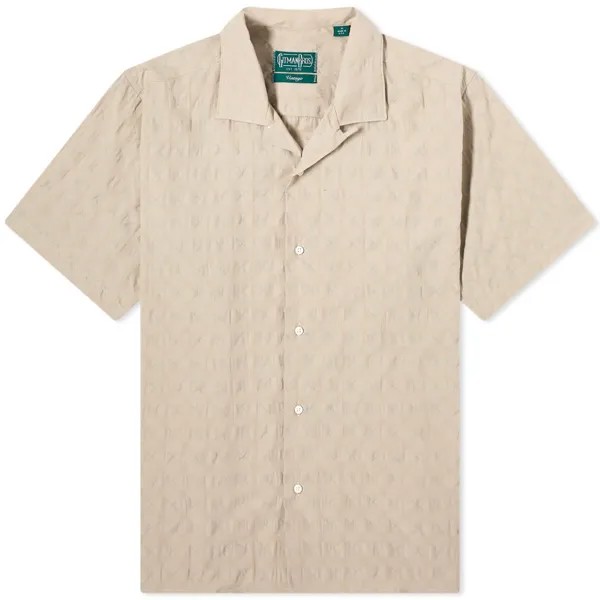 Рубашка Gitman Vintage Japanese Ripple Jacquard Camp Shirt, цвет Tan