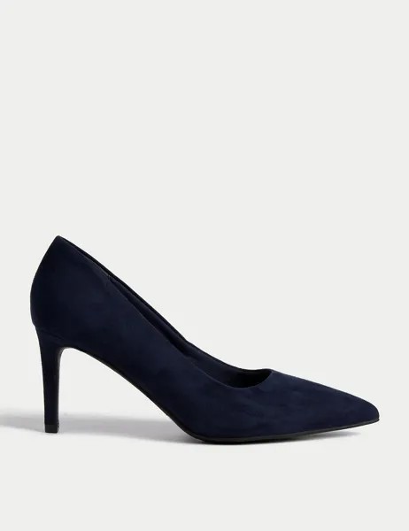 Туфли-лодочки с острым носком на шпильке без шнуровки Marks & Spencer, темно-синий