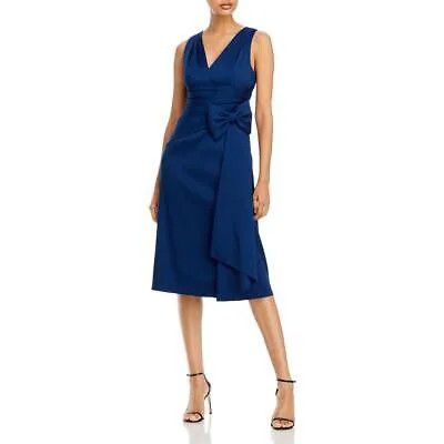 Женское темно-синее платье миди с V-образным вырезом и разрезом подол Aidan Mattox 0 BHFO 6816
