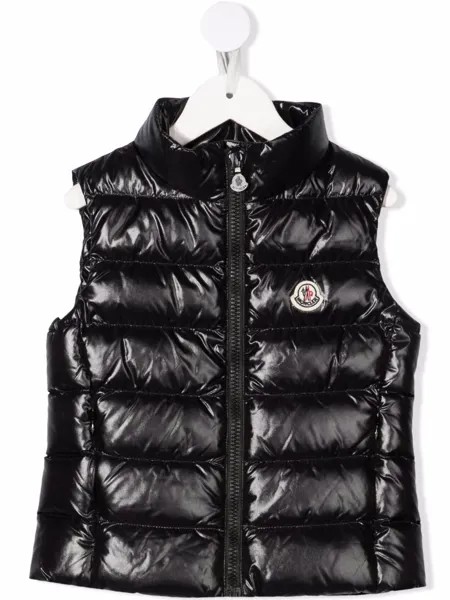 Moncler Enfant дутый жилет с нашивкой-логотипом